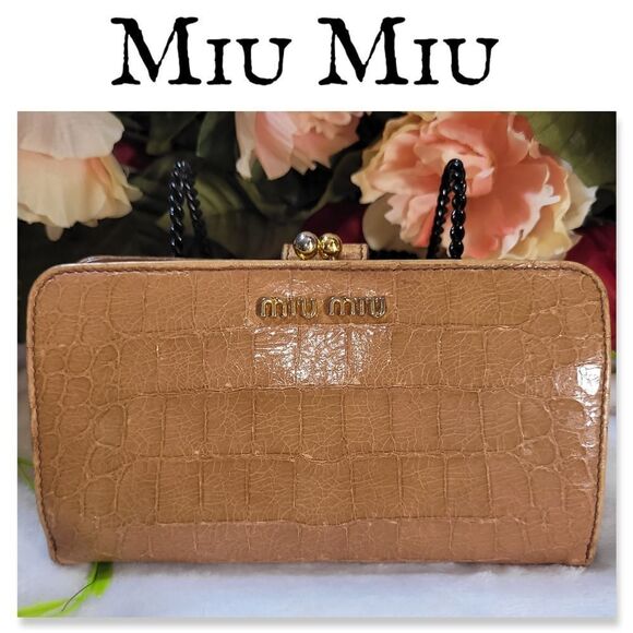 Authentic MIU MIU Crocodile-Embossed Wallet - Picture 1 of 17